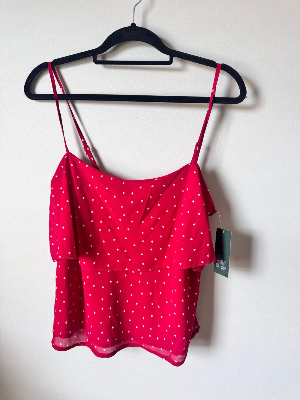 wild fable Hot Pink Heart-Print Ruffle Cami